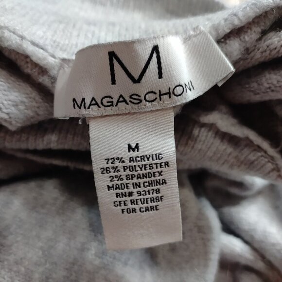 MAGASCHONI Sz M MockNeck Sweater Knit Gray Pullover Vented Oversized Fall Winter - Picture 10 of 12